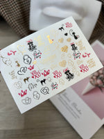 Nail Water Decal CF-086 | Romantic Cats & Love Symbols Water Slide Nail Decals | Hearts, Locks & Quotes - UASLIDER