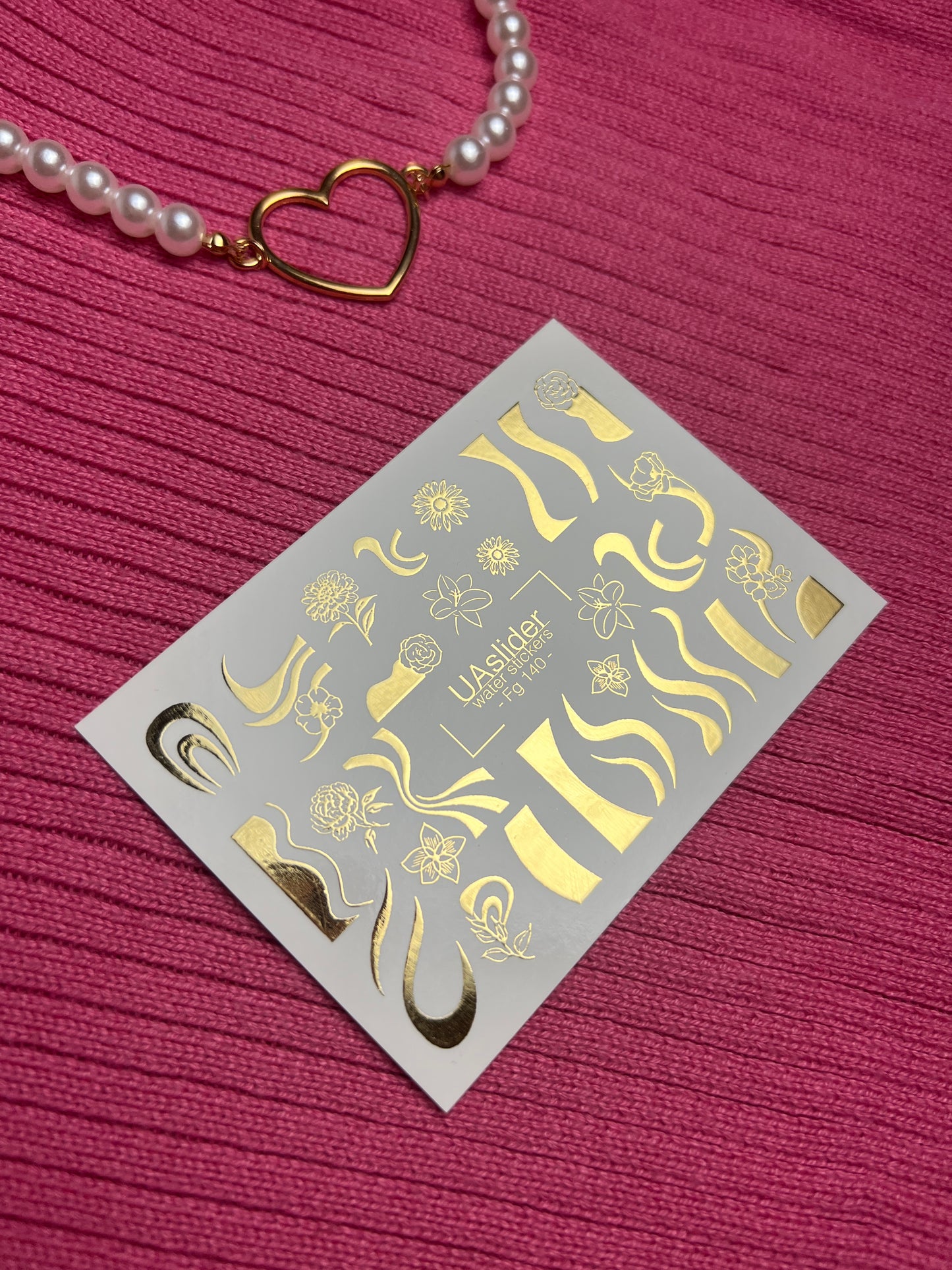 Adesivi per unghie a decalcomania d'acqua Fg-140 | Adesivi per unghie a scivolamento d'acqua con onde dorate e fiori | Tatuaggi eleganti per unghie