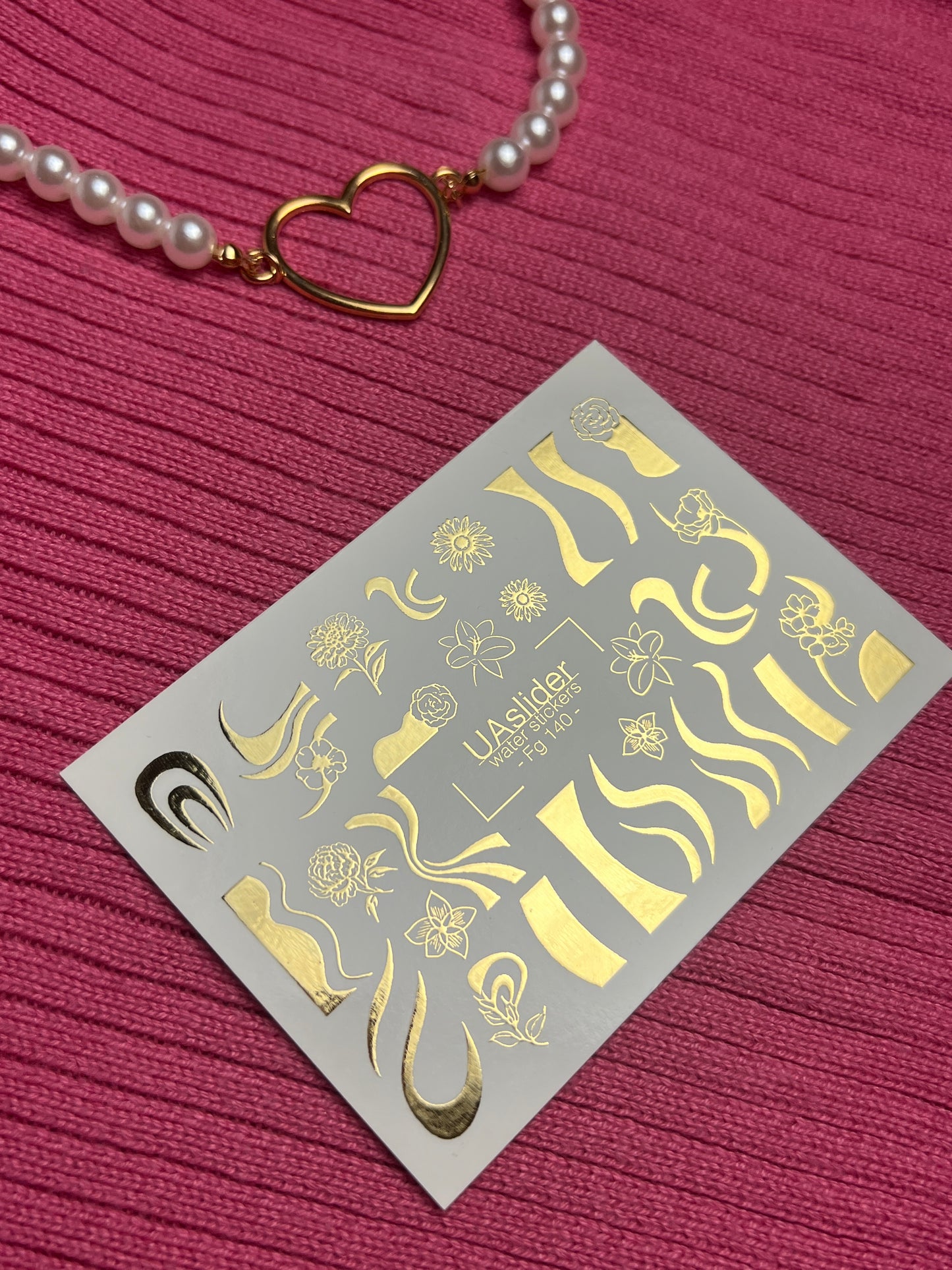 Adesivi per unghie a decalcomania d'acqua Fg-140 | Adesivi per unghie a scivolamento d'acqua con onde dorate e fiori | Tatuaggi eleganti per unghie