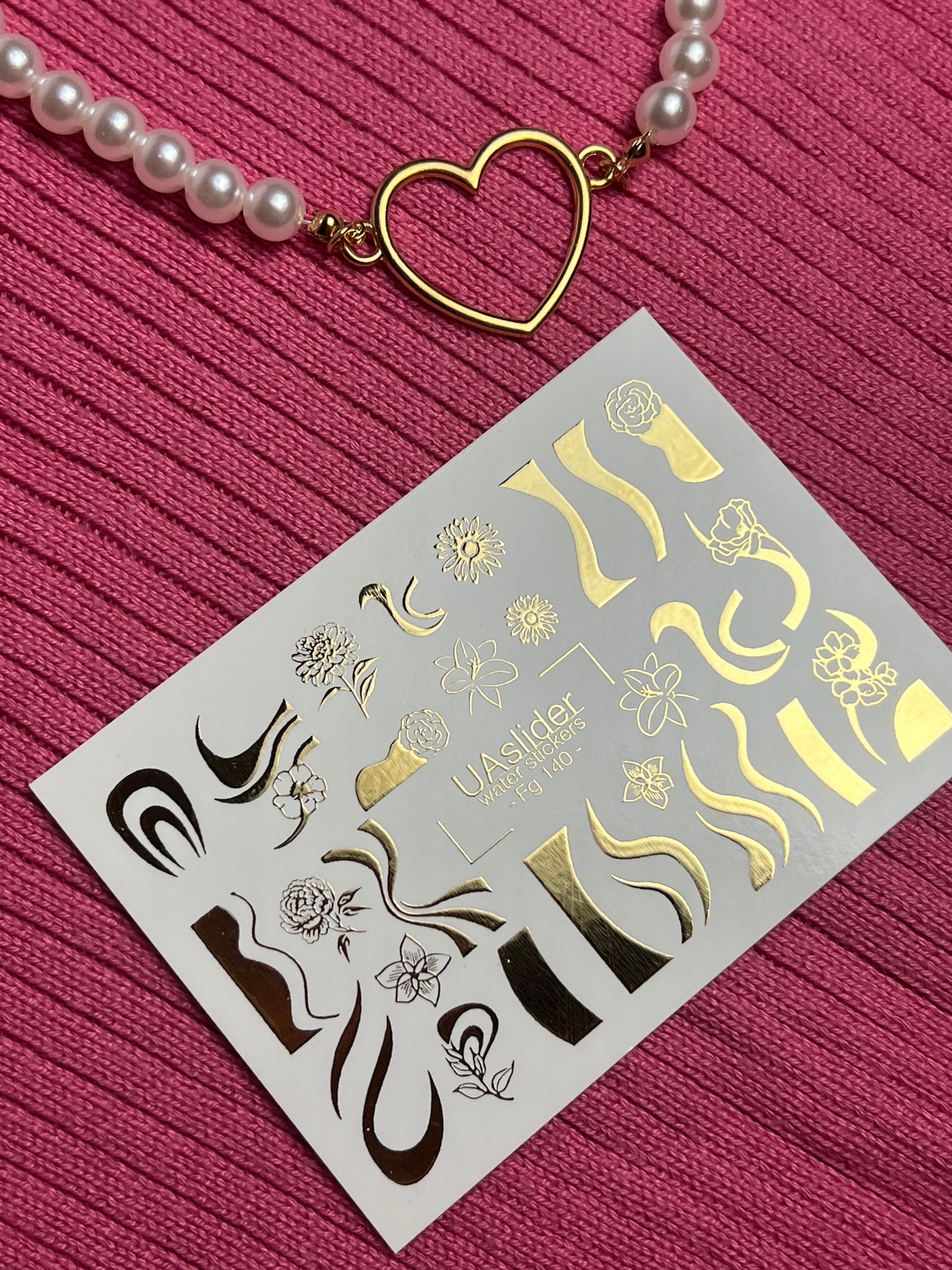 Adesivi per unghie a decalcomania d'acqua Fg-140 | Adesivi per unghie a scivolamento d'acqua con onde dorate e fiori | Tatuaggi eleganti per unghie