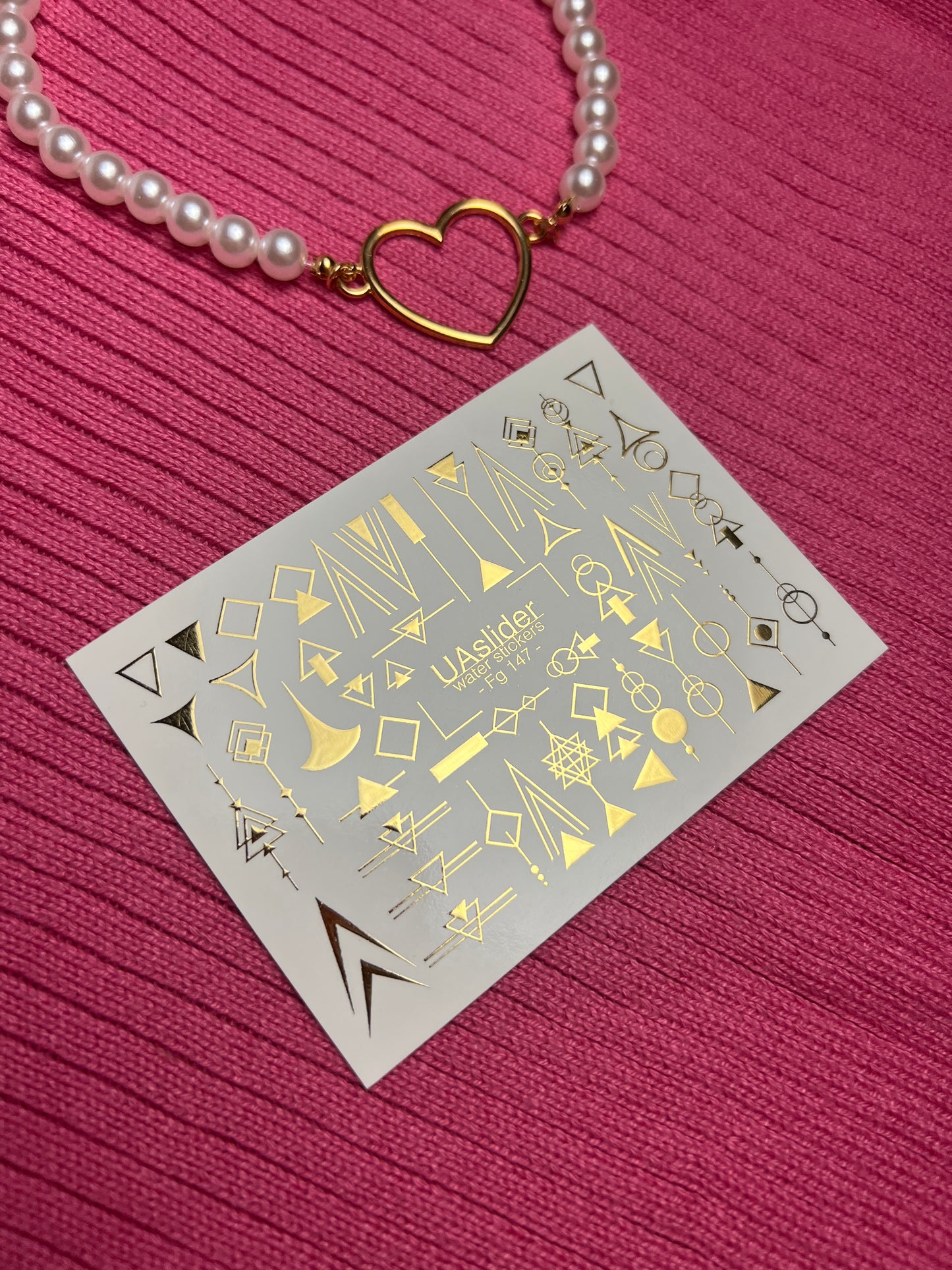 Nail Water Decal Fg-147 | Water Slide Nail Decals with Gold Geometric Shapes | Minimalist Abstract Nail Art