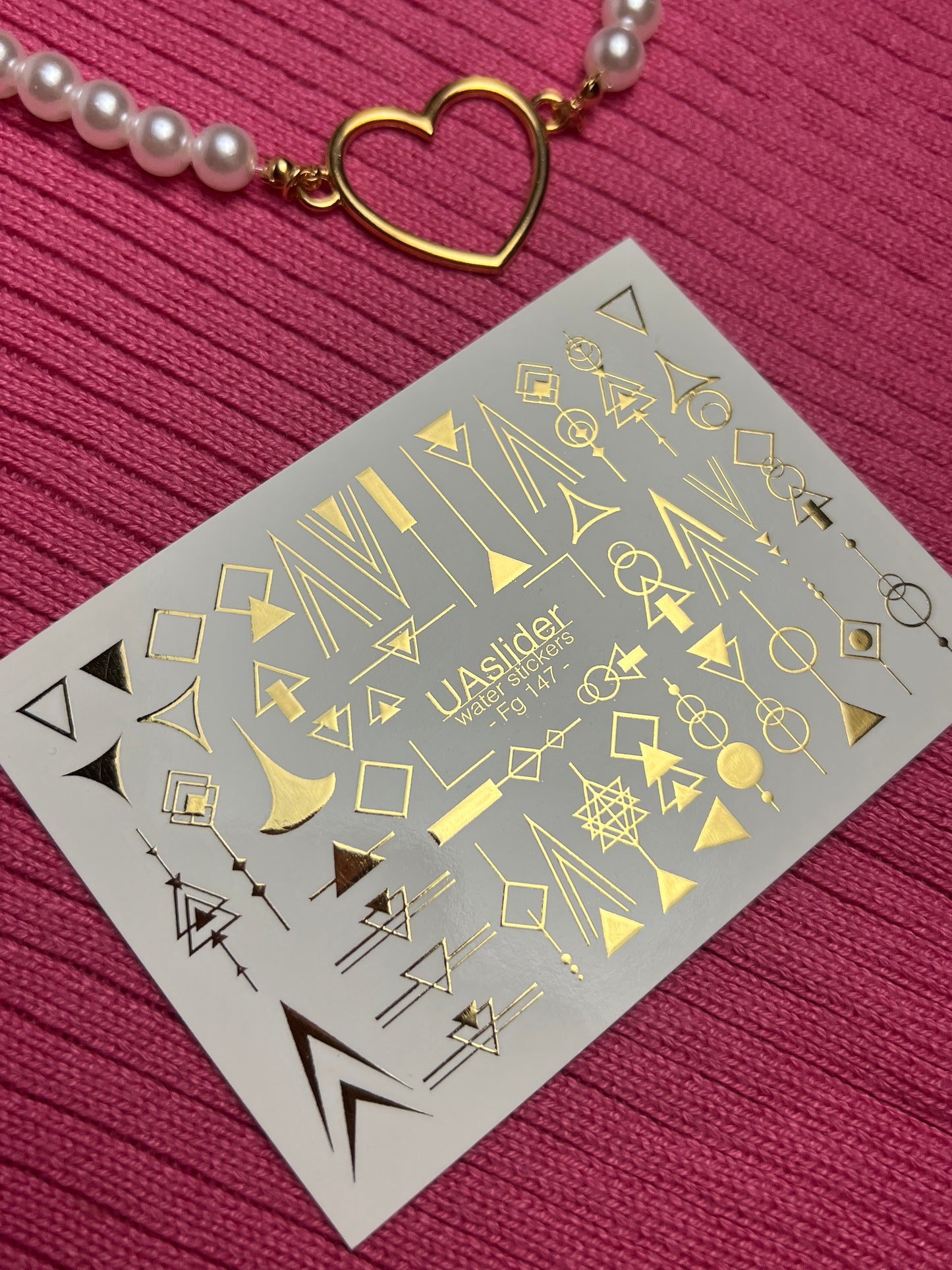 Nail Water Decal Fg-147 | Water Slide Nail Decals with Gold Geometric Shapes | Minimalist Abstract Nail Art