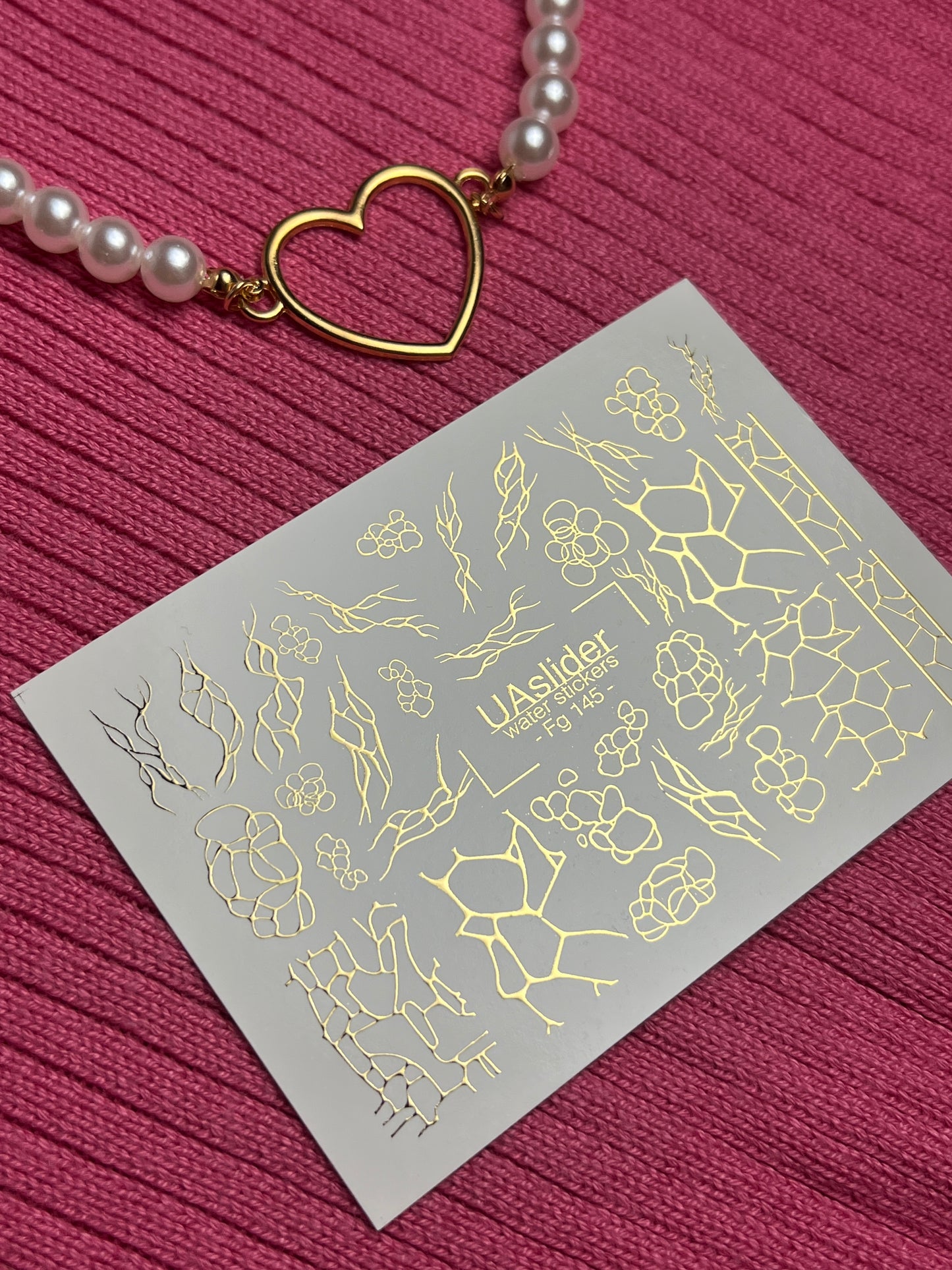 Nail Water Decal Fg-145 | Water Slide Nail Decals with Gold Cracked and Abstract Net Patterns | Modern Nail Art