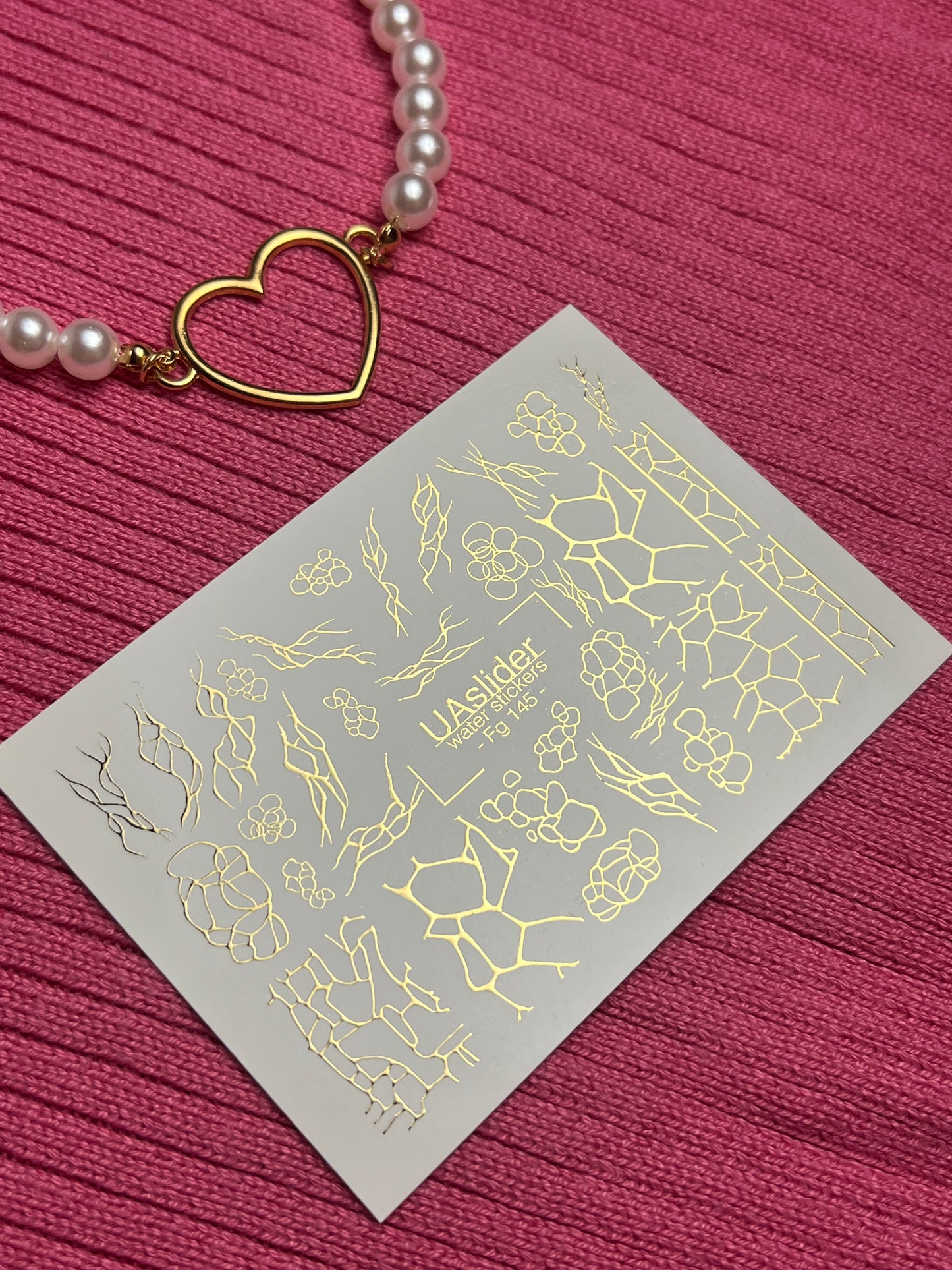 Nail Water Decal Fg-145 | Water Slide Nail Decals with Gold Cracked and Abstract Net Patterns | Modern Nail Art