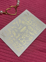 Nail Water Decal Fg-145 | Water Slide Nail Decals with Gold Cracked and Abstract Net Patterns | Modern Nail Art - UASLIDER