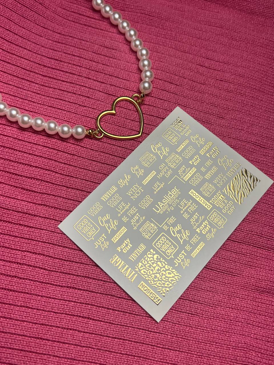 Nail Water Decal Fg-075 | Gold Foil Water Slide Nail Decals | Fashion Words & Leopard Print