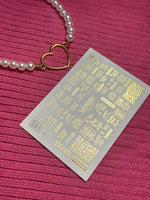 Nail Water Decal Fg-075 | Gold Foil Water Slide Nail Decals | Fashion Words & Leopard Print - UASLIDER