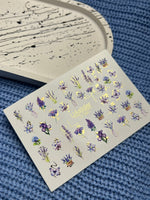 Nail Water Decal CF-090 | Lavender & Violet Floral Water Slide Nail Decals | Purple Flowers & Butterflies - UASLIDER