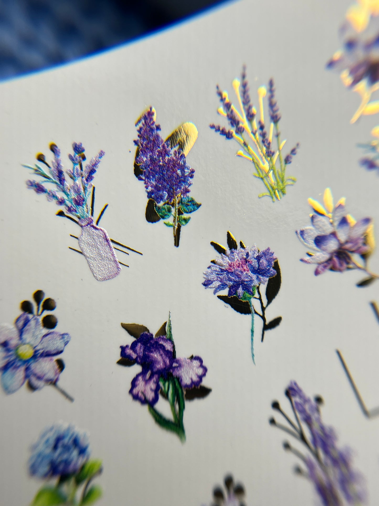 Nail Water Decal CF-090 | Lavender & Violet Floral Water Slide Nail Decals | Purple Flowers & Butterflies