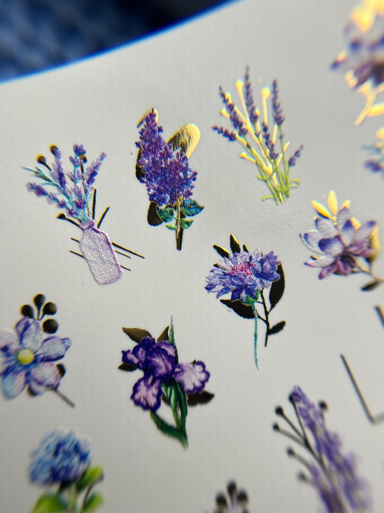 Nail Water Decal CF-090 | Lavender & Violet Floral Water Slide Nail Decals | Purple Flowers & Butterflies - UASLIDER