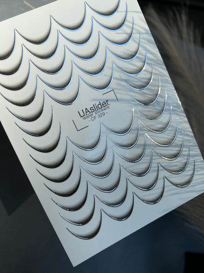 Nagel Wasserabziehbild CF-329 | Französische Wasserfolien Nagelabziehbilder | Schwarz und Silber Farbverlauf Spitzen