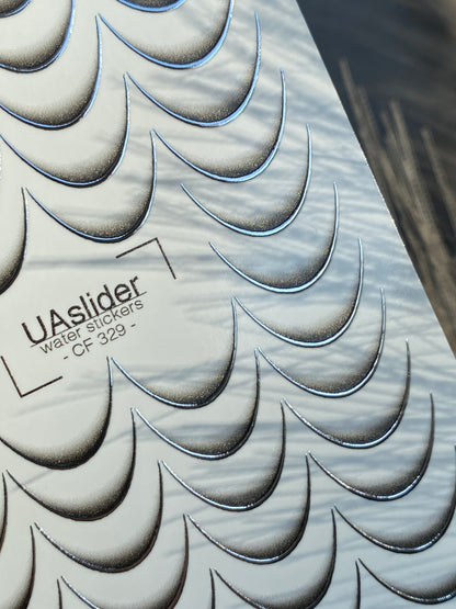 Nagel Wasserabziehbild CF-329 | Französische Wasserfolien Nagelabziehbilder | Schwarz und Silber Farbverlauf Spitzen