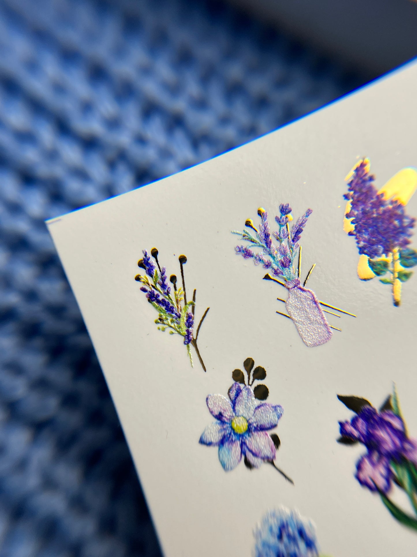 Nail Water Decal CF-090 | Lavender & Violet Floral Water Slide Nail Decals | Purple Flowers & Butterflies