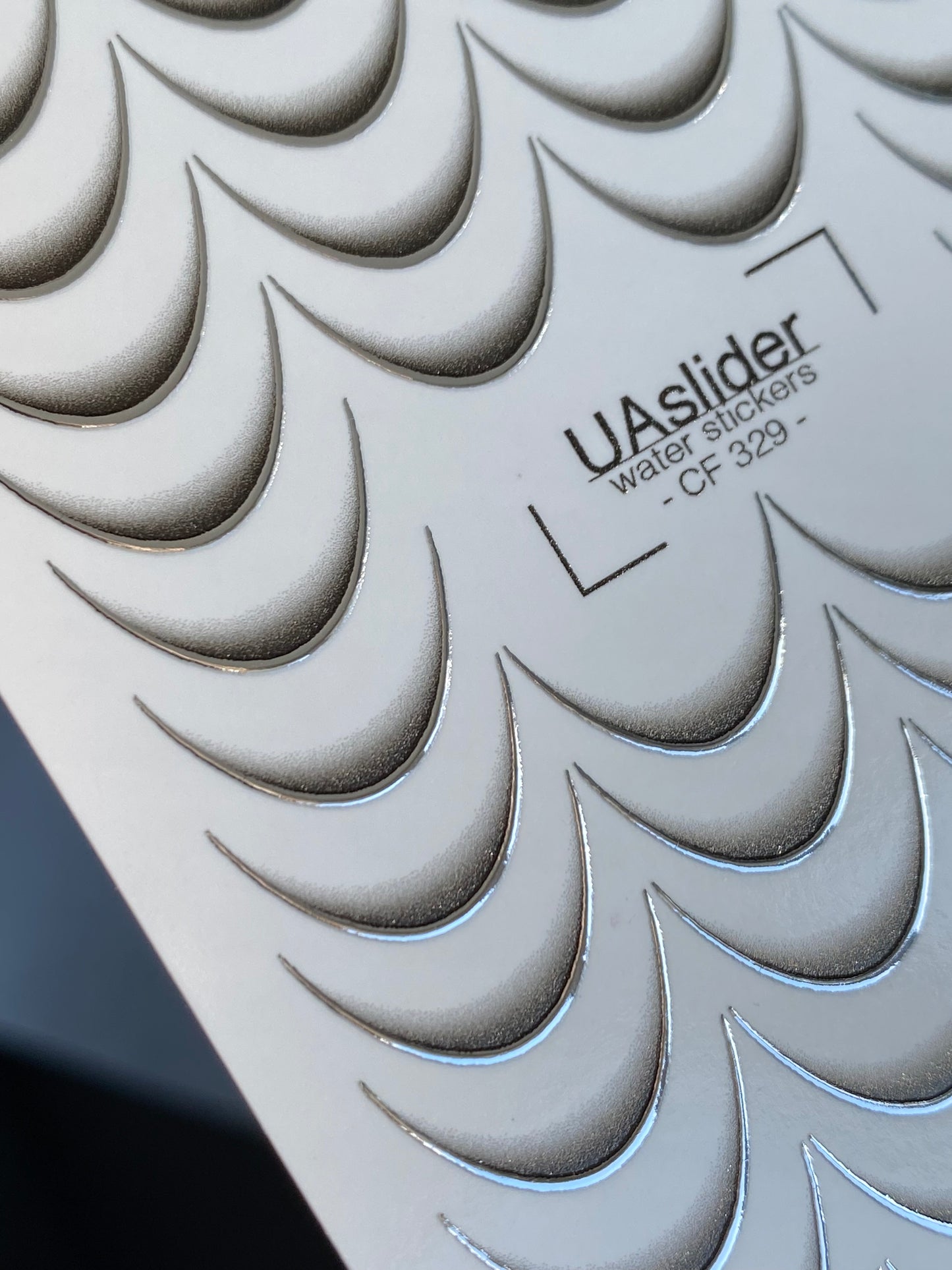 Nagel Wasserabziehbild CF-329 | Französische Wasserfolien Nagelabziehbilder | Schwarz und Silber Farbverlauf Spitzen