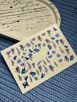 Nail Water Decal CF-090 | Lavender & Violet Floral Water Slide Nail Decals | Purple Flowers & Butterflies - UASLIDER
