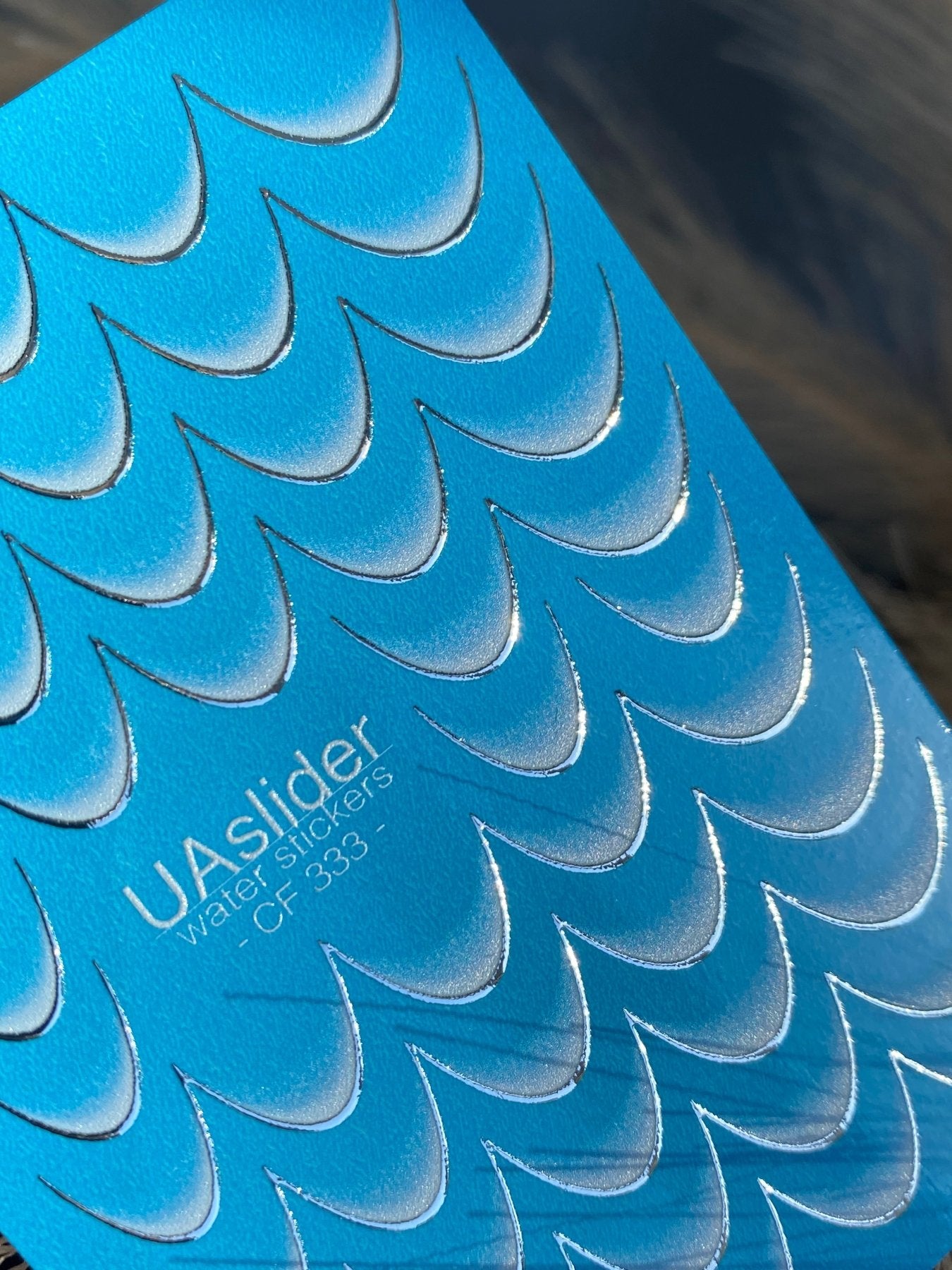 Nail Water Decal CF-333 | French Water Slide Nail Decals | Blue Gradient with Silver Outline - UASLIDER