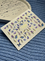 Nail Water Decal CF-090 | Lavender & Violet Floral Water Slide Nail Decals | Purple Flowers & Butterflies - UASLIDER