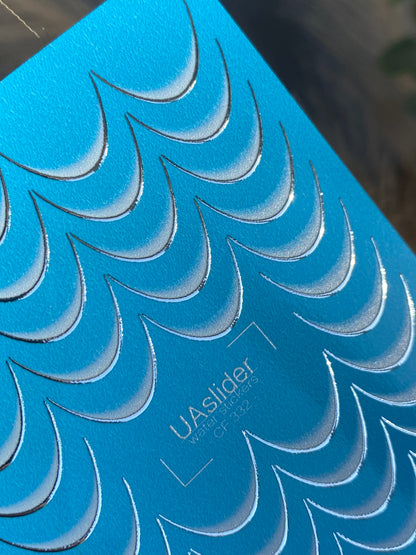 Tırnak Su Transferi CF-332 | Fransız Su Kaydırmalı Tırnak Transferleri | Gri Gradyan Gümüş Konturlu