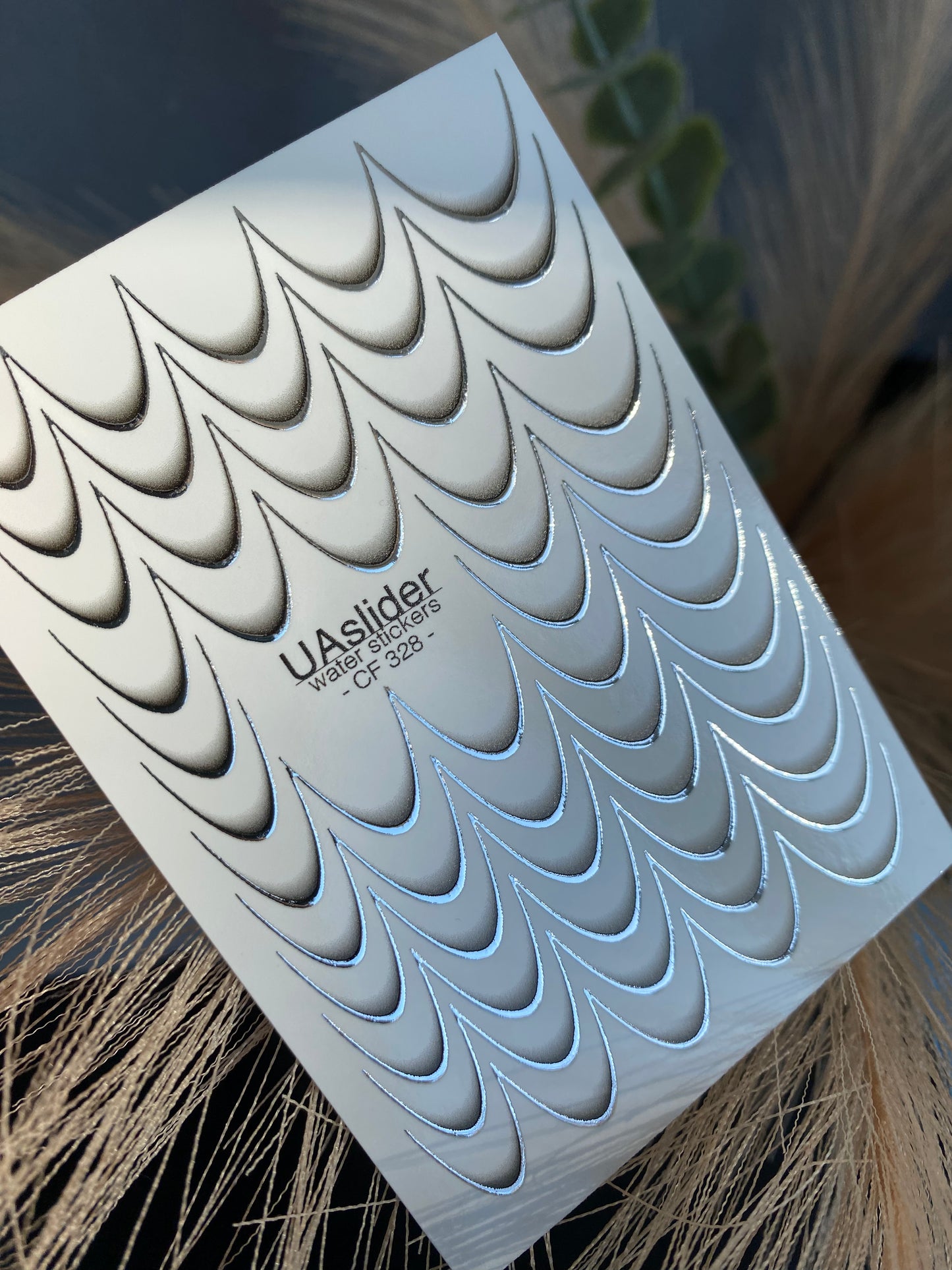 Nagel Wasserabziehbild CF-328 | Französische Wasserfolien-Nagelabziehbilder | Nude Farbverlauf mit Silberner Umrandung