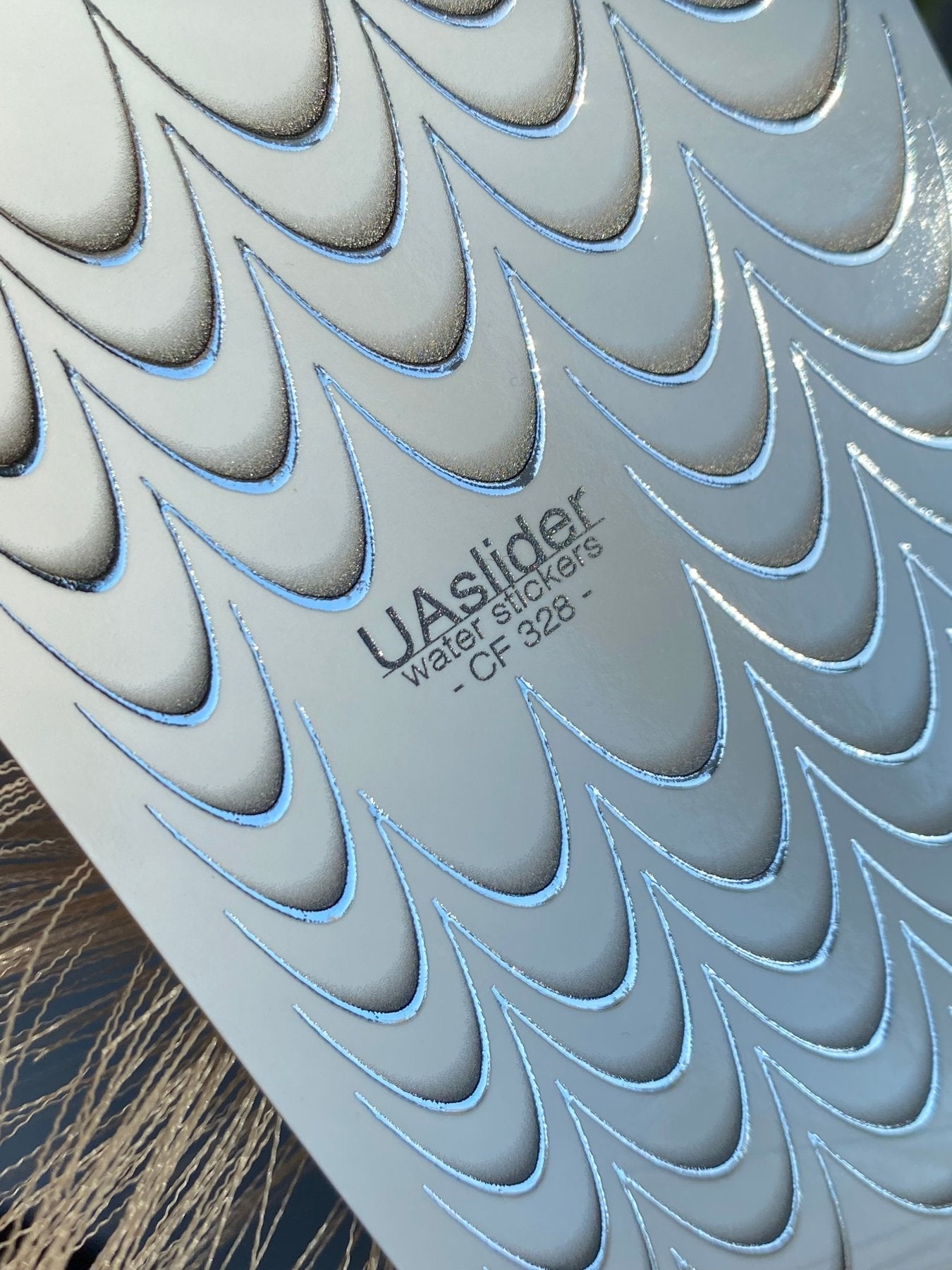 Nail Water Decal CF-328 | French Water Slide Nail Decals | Nude Gradient with Silver Outline - UASLIDER