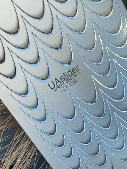 Nagel Wasserabziehbild CF-328 | Französische Wasserfolien-Nagelabziehbilder | Nude Farbverlauf mit Silberner Umrandung