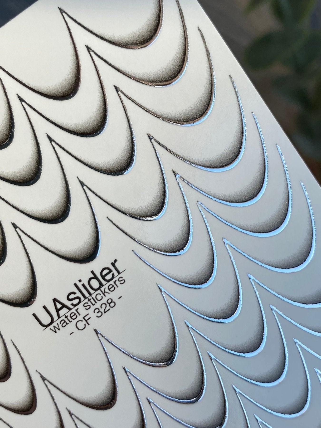 Nail Water Decal CF-328 | French Water Slide Nail Decals | Nude Gradient with Silver Outline - UASLIDER