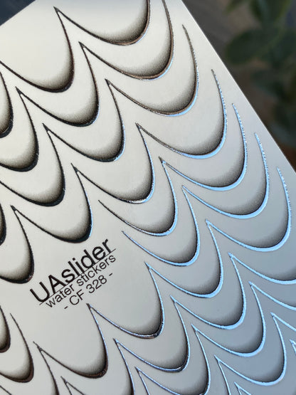 Nagel Wasserabziehbild CF-328 | Französische Wasserfolien-Nagelabziehbilder | Nude Farbverlauf mit Silberner Umrandung