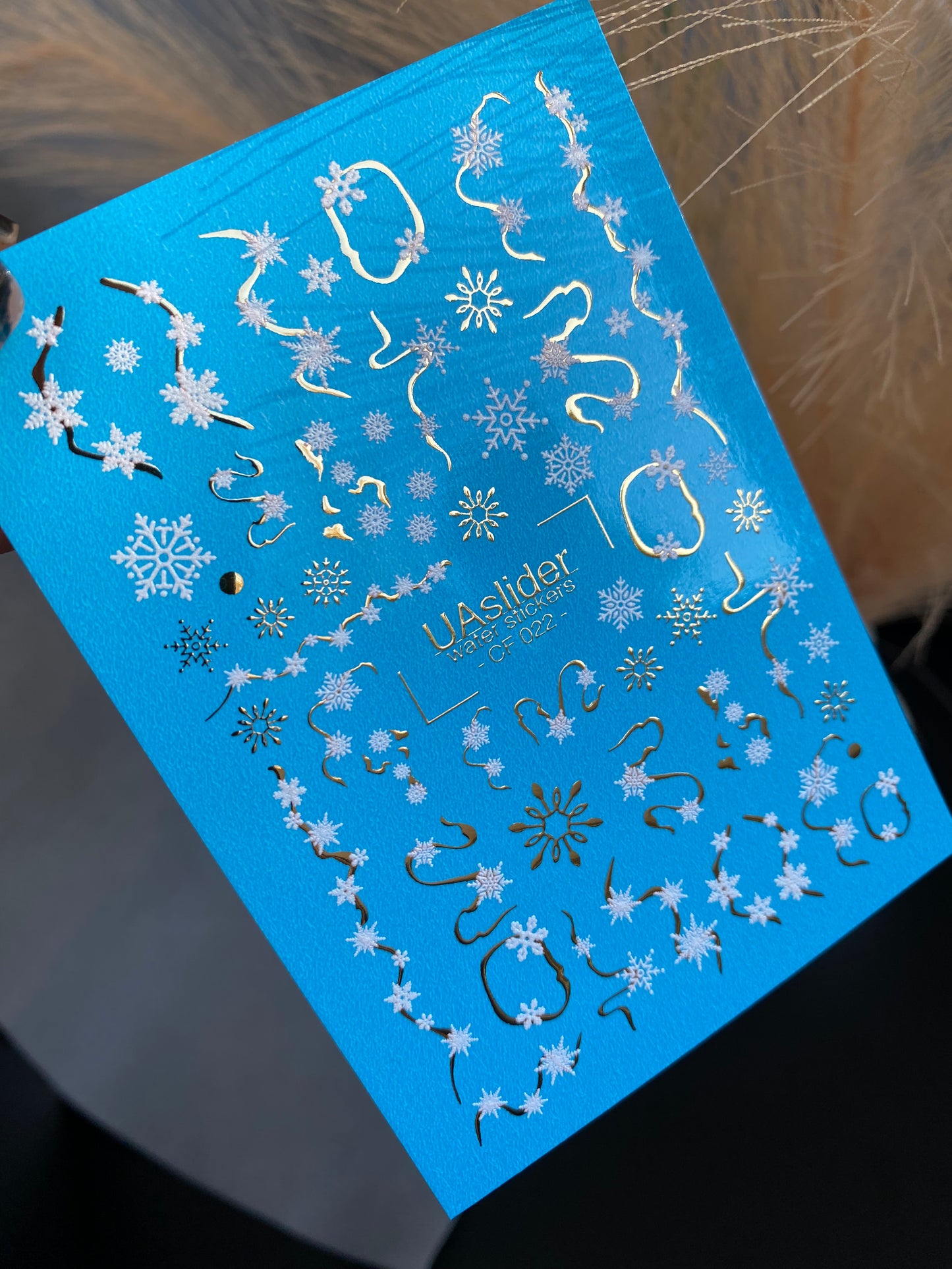 Nail Water Decal CF-022 | Winter Nail Water Decals, Snowflake Garlands and Gold Swirls