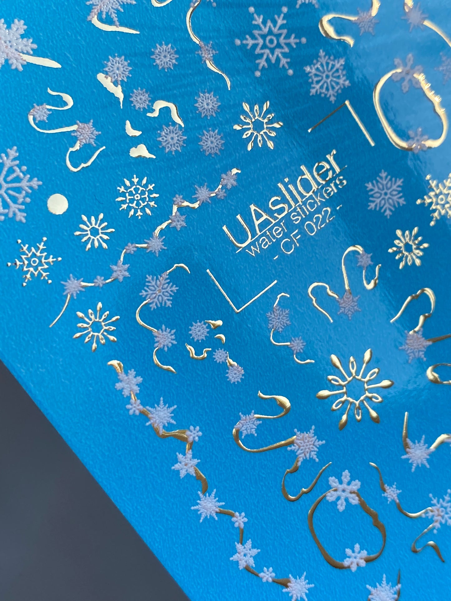 Nail Water Decal CF-022 | Winter Nail Water Decals, Snowflake Garlands and Gold Swirls