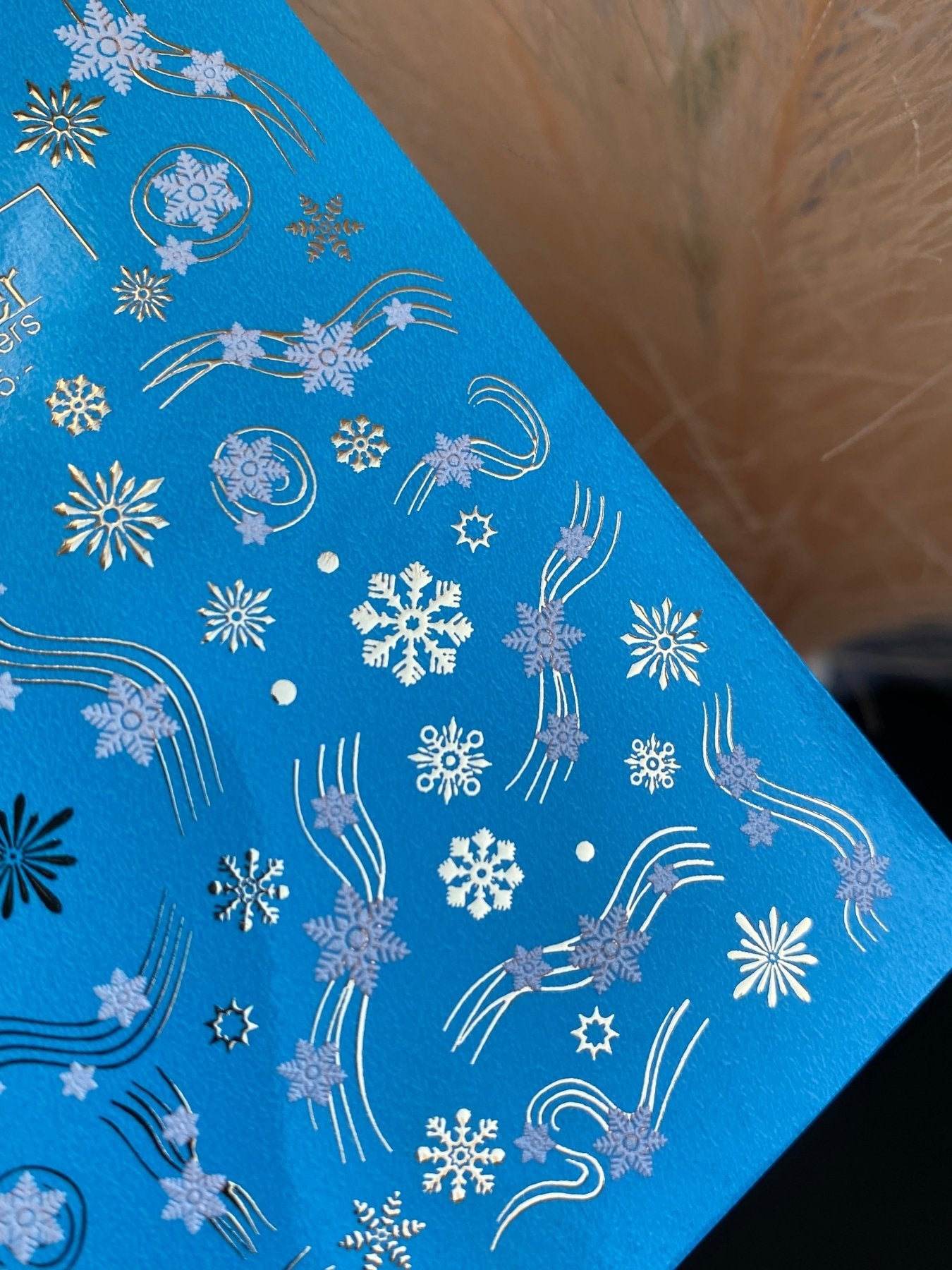 Nail Water Decal CF-015 | Winter Water Slide Nail Decals, Silver Snowflakes and Gold Foil Shooting Stars - UASLIDER