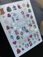 Nail Water Decal CF-009 | Christmas Water Slide Nail Decals, Holiday Toys, Gifts and Gold Foil Snowflakes - UASLIDER