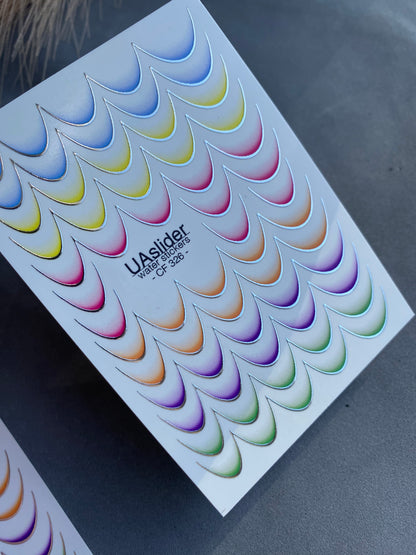 네일 워터 데칼 CF-326 | 프렌치 워터 슬라이드 네일 데칼 | 다색 그라데이션 팁