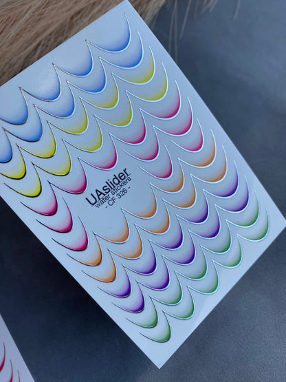 네일 워터 데칼 CF-326 | 프렌치 워터 슬라이드 네일 데칼 | 다색 그라데이션 팁