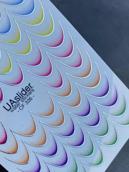 네일 워터 데칼 CF-326 | 프렌치 워터 슬라이드 네일 데칼 | 다색 그라데이션 팁