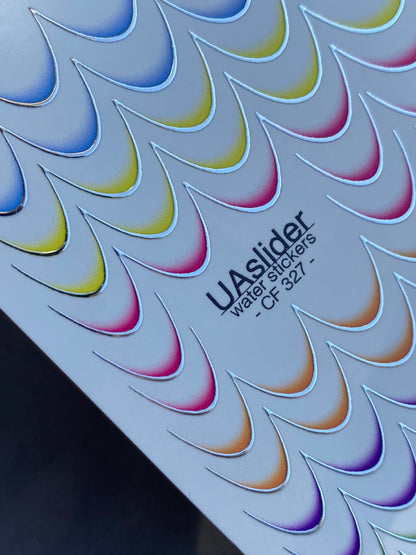 Naklejki na paznokcie wodne CF-327 | Francuskie wodne naklejki do paznokci | Tęczowe ombre francuskie końcówki