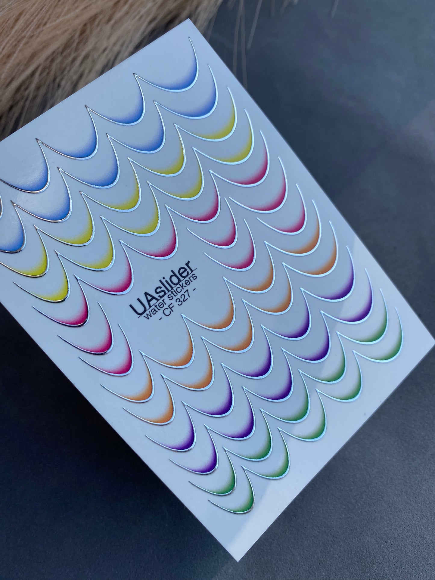 Naklejki na paznokcie wodne CF-327 | Francuskie wodne naklejki do paznokci | Tęczowe ombre francuskie końcówki