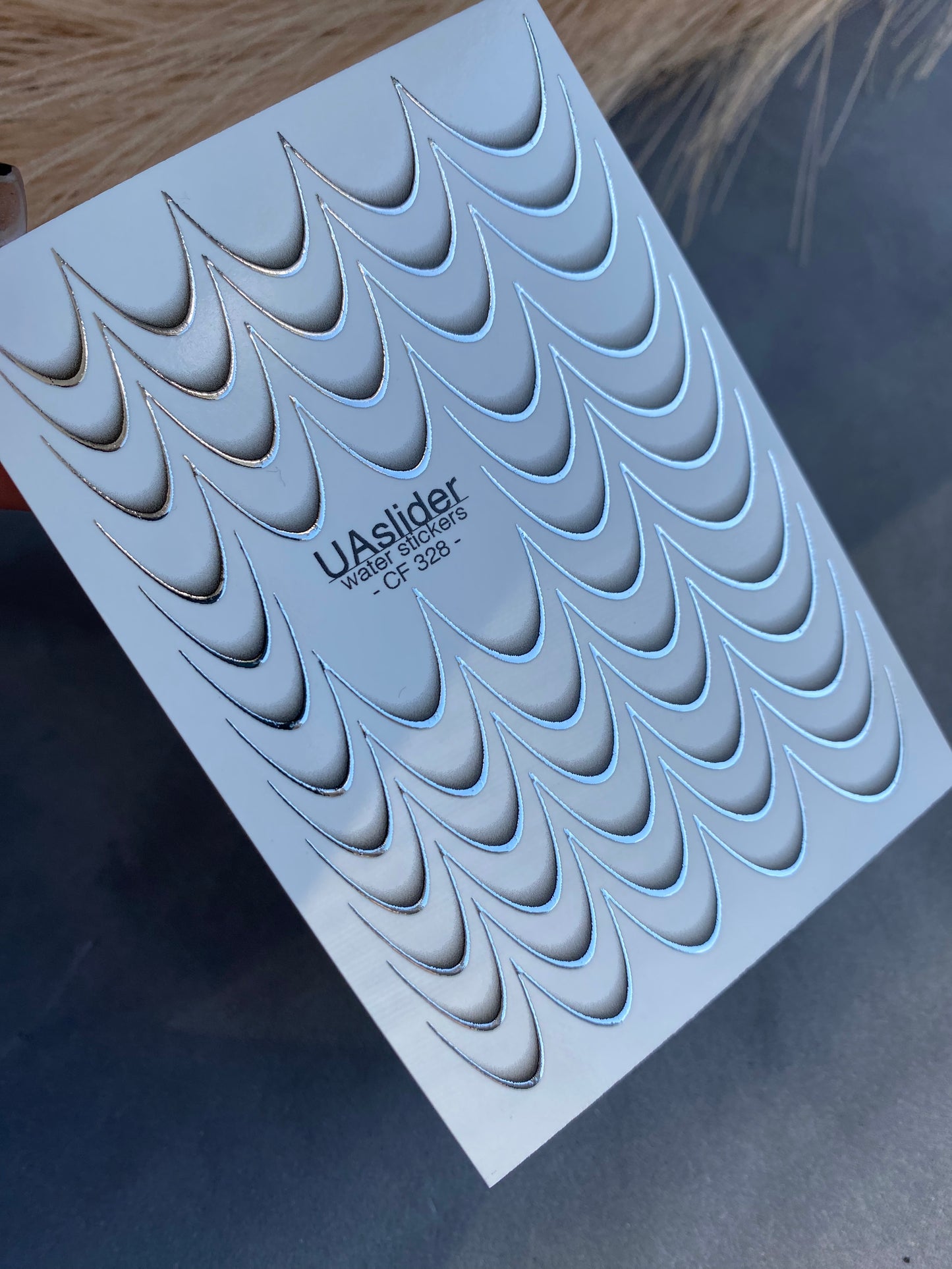 Nagel Wasserabziehbild CF-328 | Französische Wasserfolien-Nagelabziehbilder | Nude Farbverlauf mit Silberner Umrandung