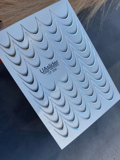 Nagel Wasserabziehbild CF-328 | Französische Wasserfolien-Nagelabziehbilder | Nude Farbverlauf mit Silberner Umrandung