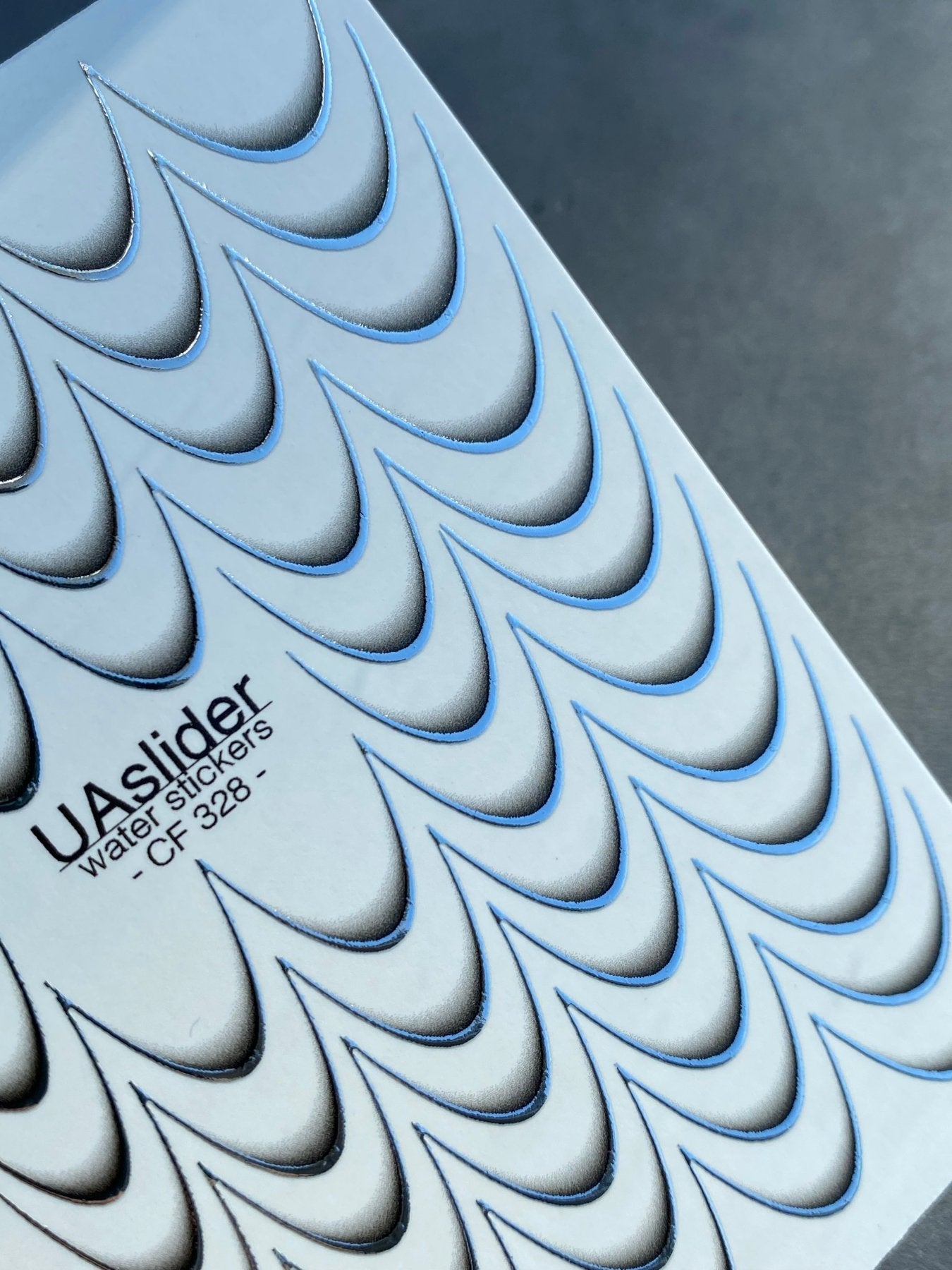 Nail Water Decal CF-328 | French Water Slide Nail Decals | Nude Gradient with Silver Outline - UASLIDER