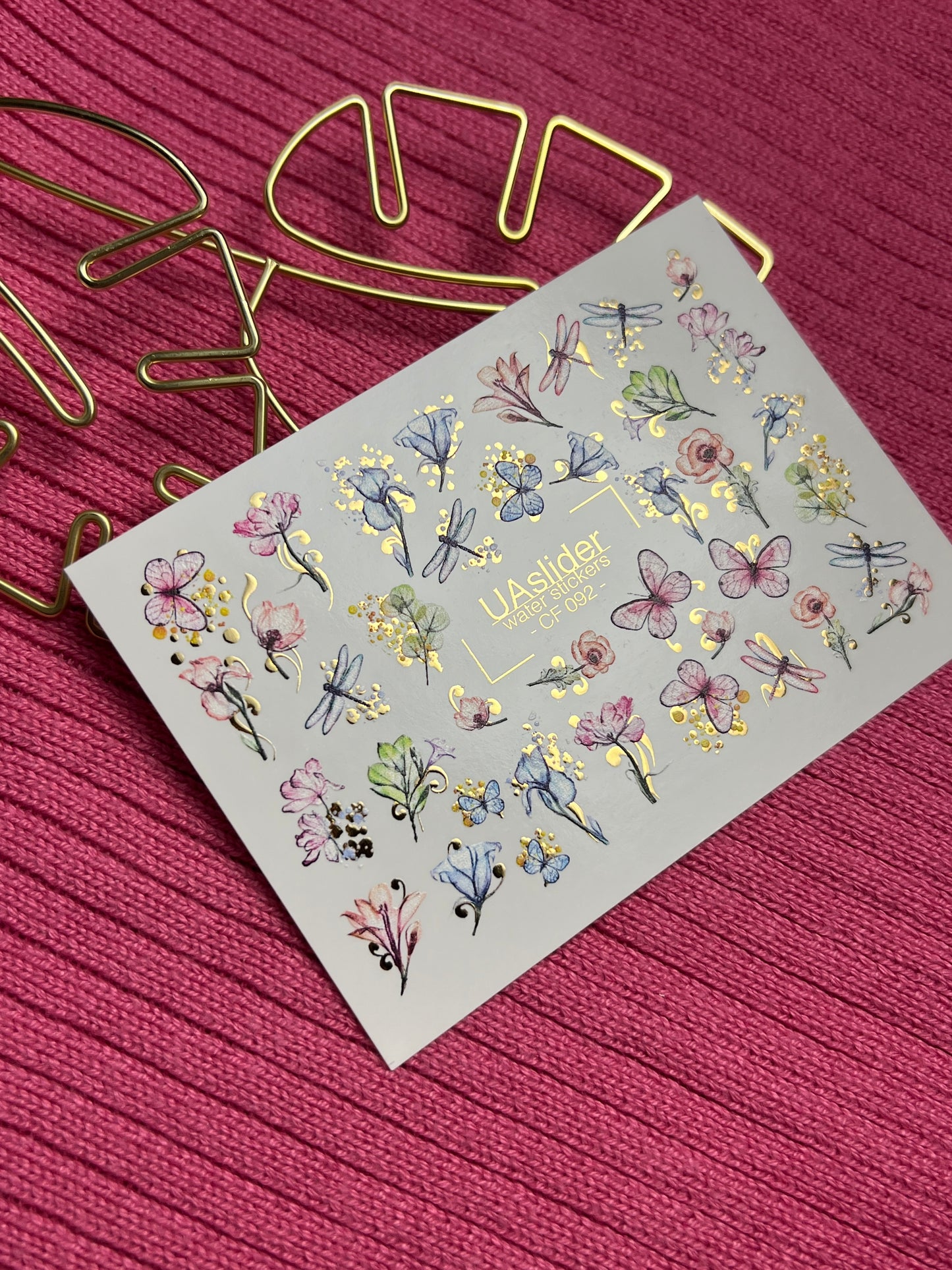 Nail Water Decal CF-092 | Watercolor Flowers & Dragonflies Nail Art Stickers | Floral Water Slide Decals