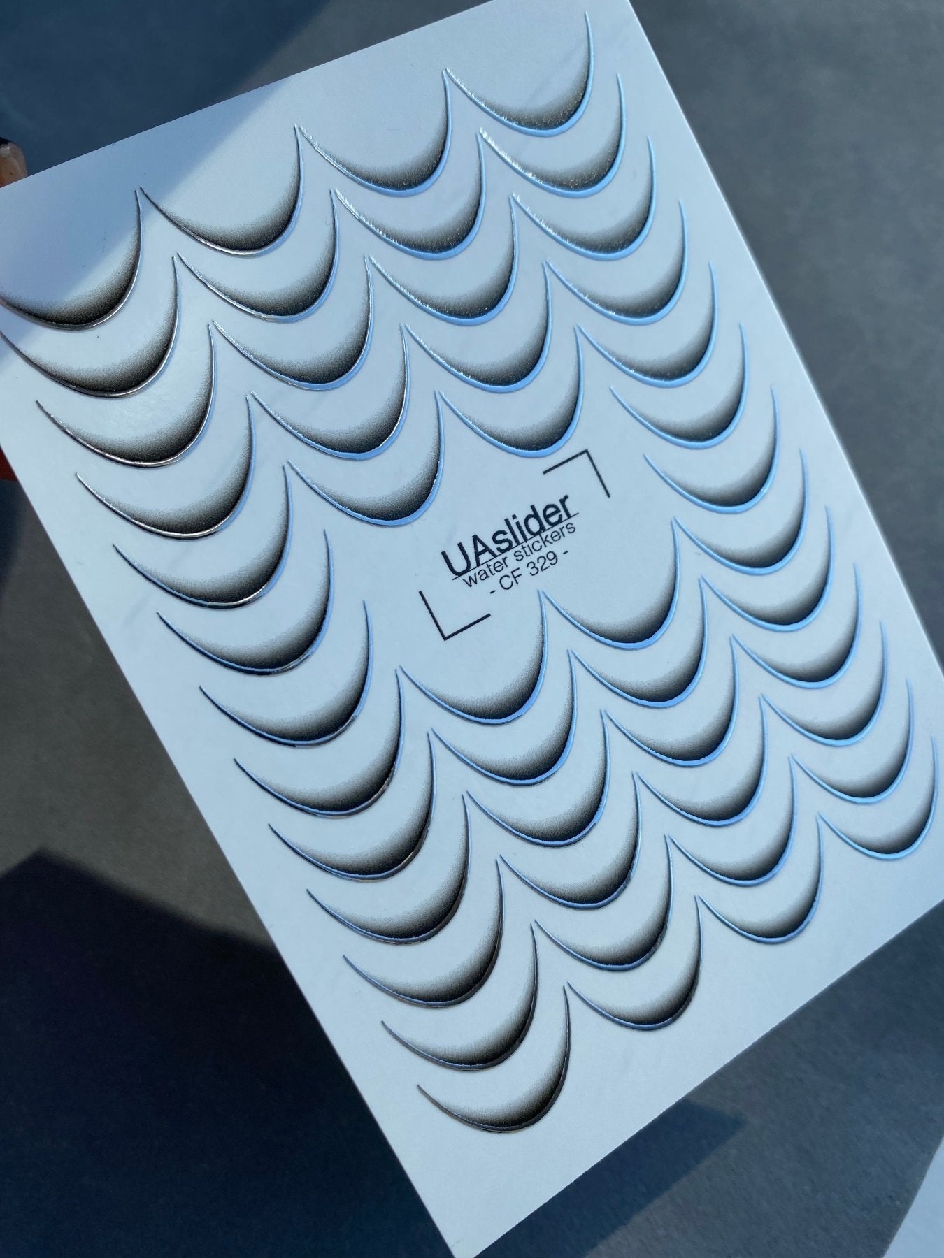 Nail Water Decal CF-329 | French Water Slide Nail Decals | Black and Silver Gradient Tips - UASLIDER