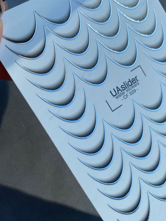 Nail Water Decal CF-329 | French Water Slide Nail Decals | Black and Silver Gradient Tips