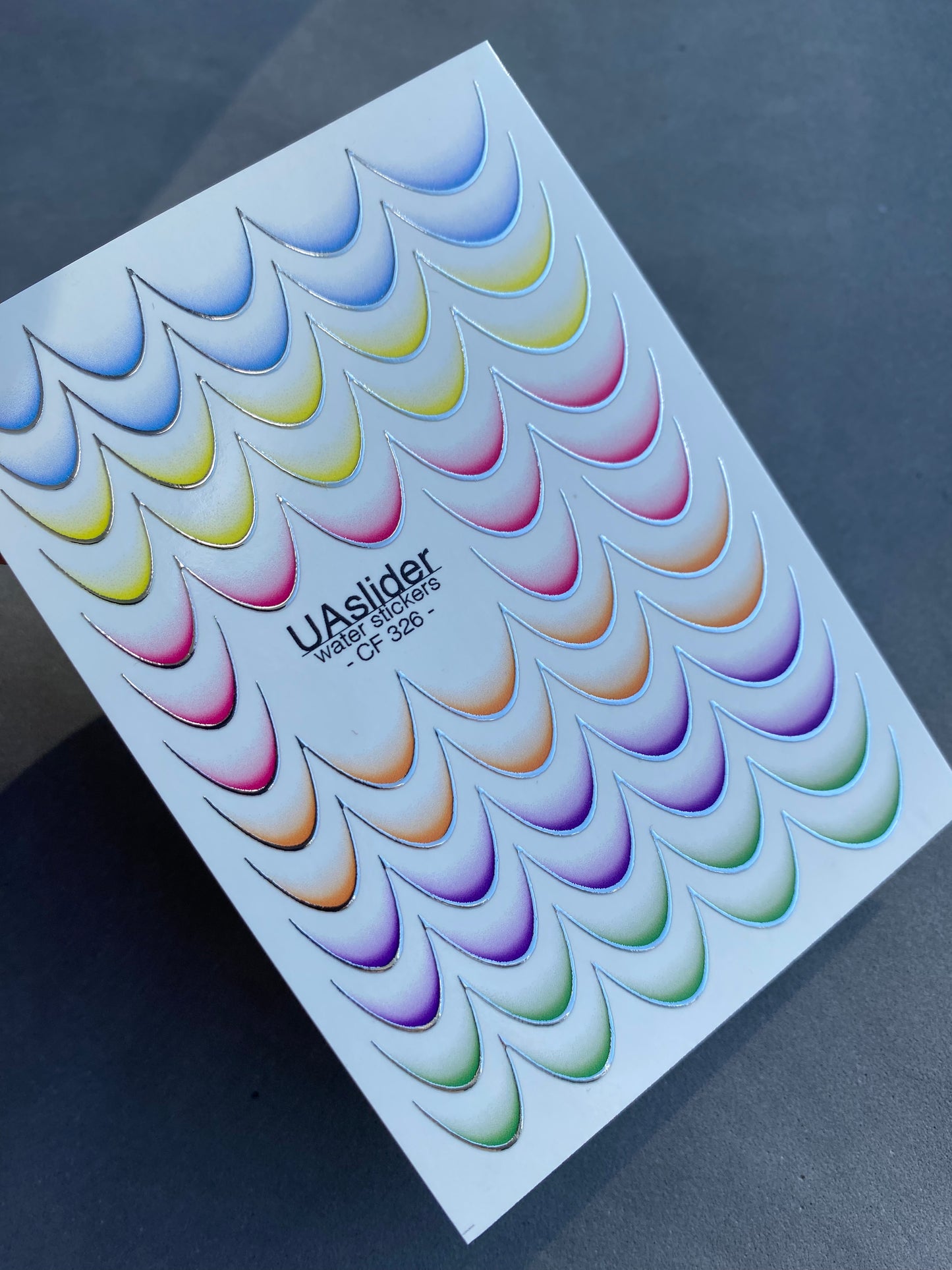 네일 워터 데칼 CF-326 | 프렌치 워터 슬라이드 네일 데칼 | 다색 그라데이션 팁