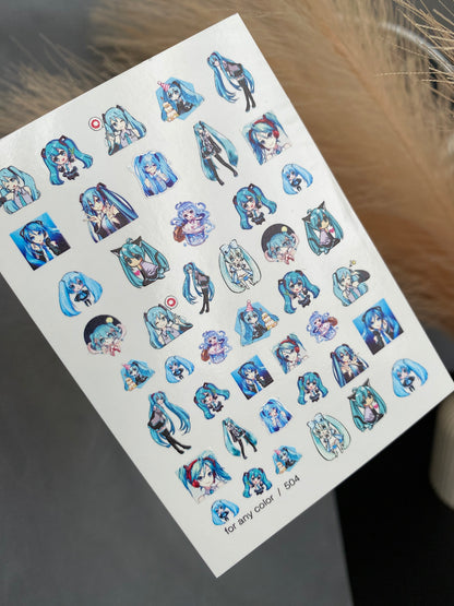 Nail Water Decal CF-011 | Winter Water Slide Nail Decals, Blue Snowflakes with Gold Foil Geometric Accents