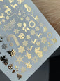 Nail Water Decal Fg-070 | Gold Foil Water Slide Nail Decals | Christmas Snowflakes & Reindeer