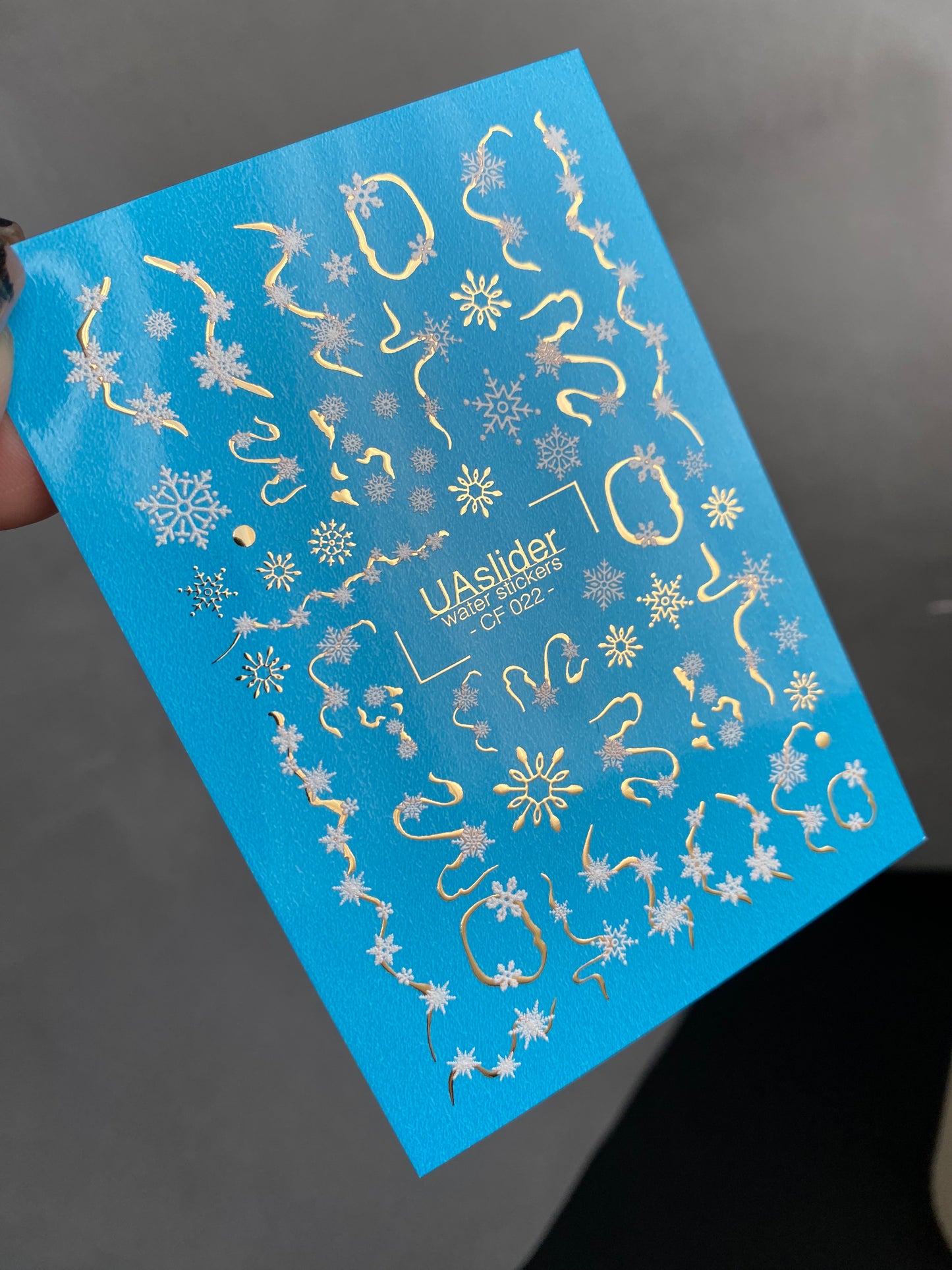 Nail Water Decal CF-022 | Winter Nail Water Decals, Snowflake Garlands and Gold Swirls