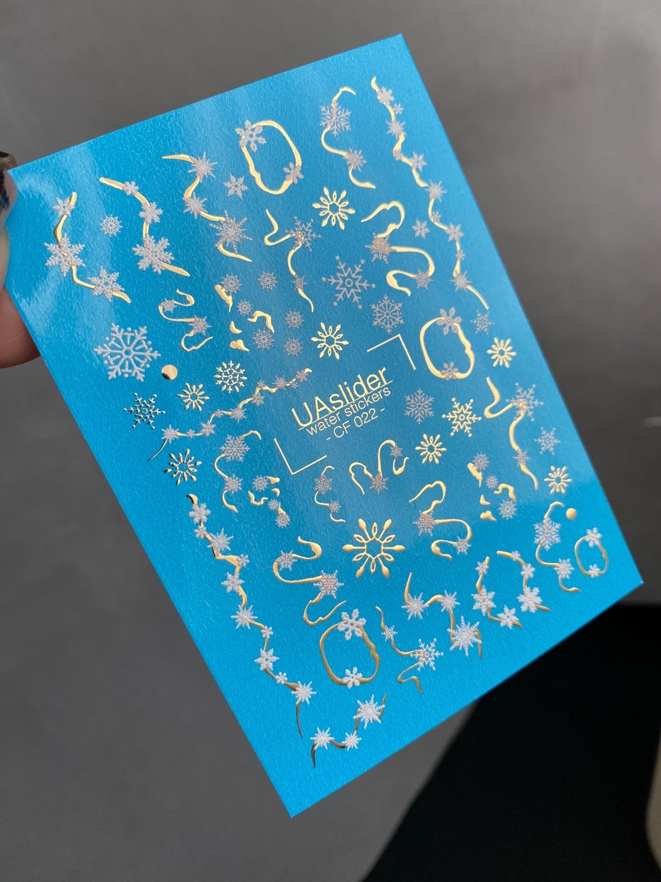 Nail Water Decal CF-022 | Winter Nail Water Decals, Snowflake Garlands and Gold Swirls - UASLIDER