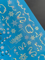 Nail Water Decal CF-022 | Winter Nail Water Decals, Snowflake Garlands and Gold Swirls - UASLIDER