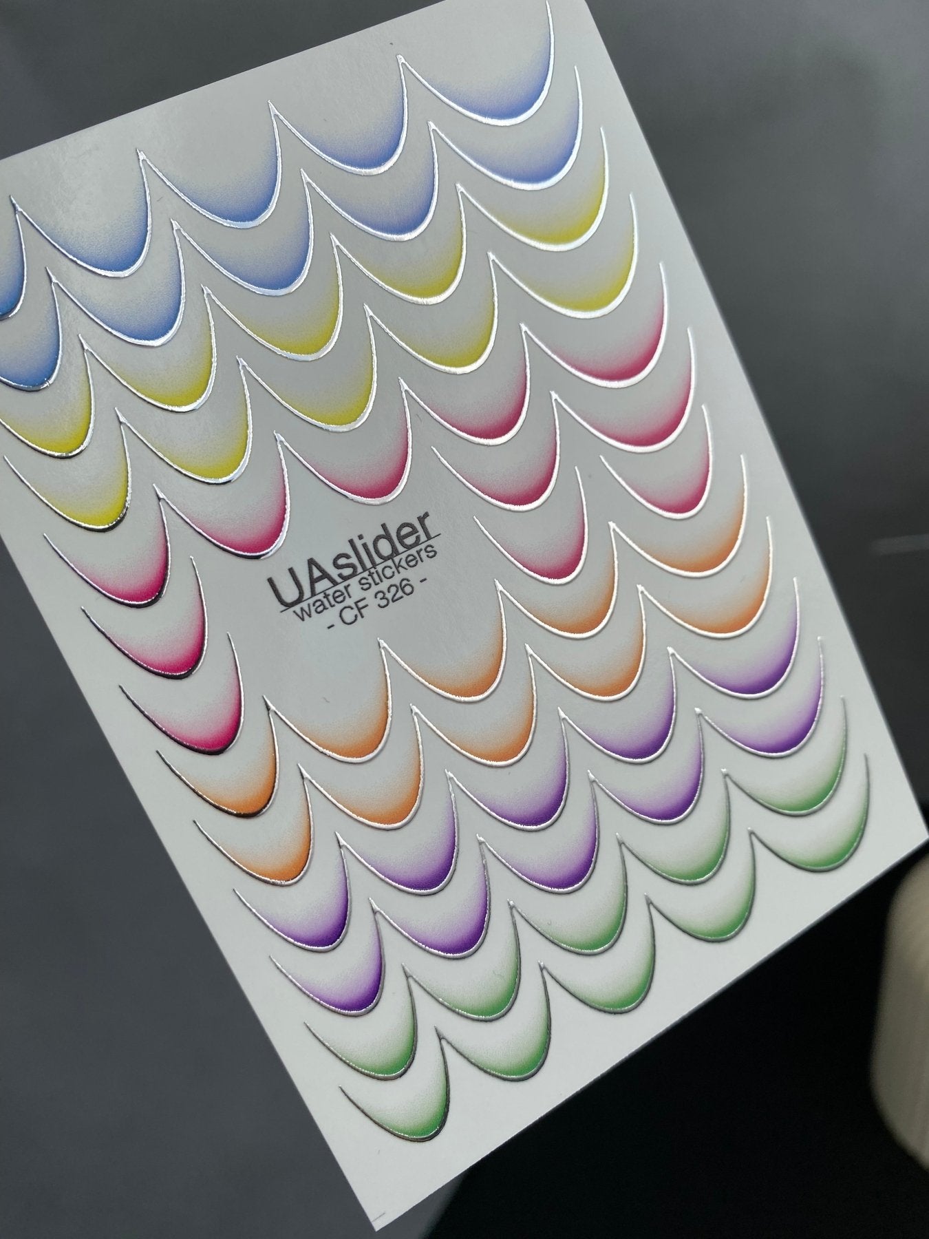 Nail Water Decal CF-326 | French Water Slide Nail Decals | Multicolor Gradient Tips - UASLIDER
