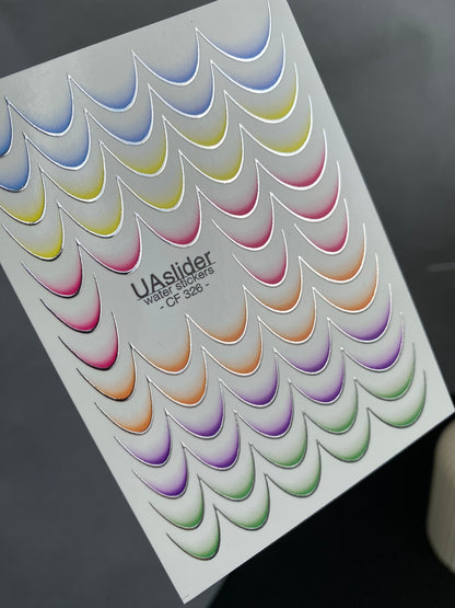 네일 워터 데칼 CF-326 | 프렌치 워터 슬라이드 네일 데칼 | 다색 그라데이션 팁